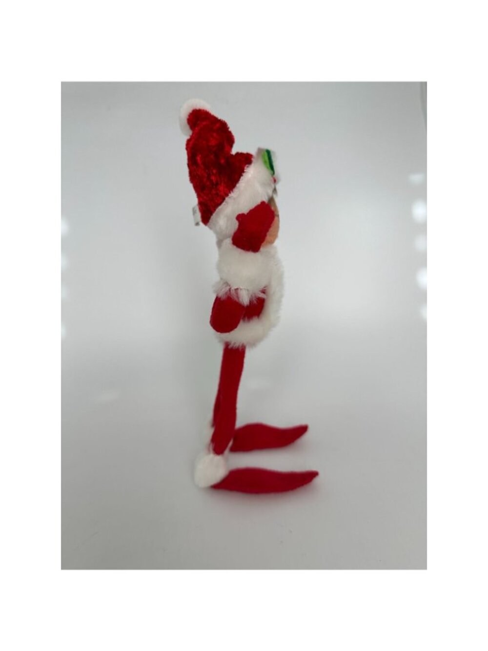 Annalee 2012 Christmas Elf Doll Red White Santa Outfit Holly Brown Hair Poseable - Picture 2 of 8